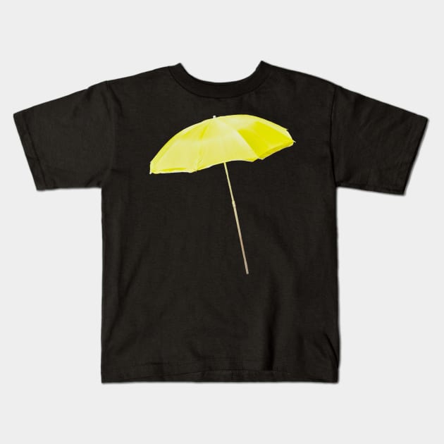 Yellow Beach Umbrella Summer Sticker Kids T-Shirt by Amy-K-Mitchell